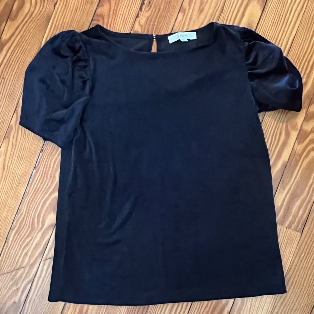 Loft Black Velvet Cap-Sleeved Top